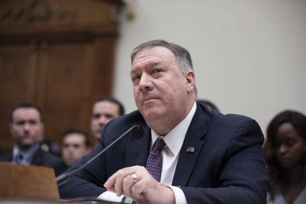 Secretary of State Mike Pompeo testifies at the House Foreign Affairs Committee on Capitol Hill in Washington, D.C. on Friday, February 28, 2020.  WAP20200128013 TASOSxKATOPODIS