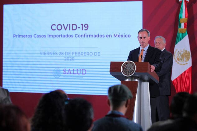 (200229) -- MEXICO CITY, Feb. 29, 2020 (Xinhua) -- Mexico s Deputy Health Minister Hugo Lopez-Gatell Ramirez speaks at a news conference in Mexico City, Mexico, Feb. 28, 2020. The Mexican government announced on Friday the country s first case of COVID-19. (Xinhua) MEXICO-MEXICO CITY-COVID-19-FIRST CASE 