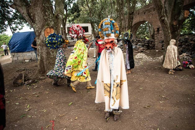 February 29, 2020, Almolonga, Veracruz, Mexico: People from Almolonga Veracruz, celebrate their carnival dressed in their traditional bull masks. This carnival is one of the oldest in the region and dates back to the time when African slaves revealed themselves against Europeans in these lands. Almolonga Mexico - ZUMAqp1_ 20200229_zip_qp1_015 Copyright: xHectorxAdolfoxQuintanarxPerezx