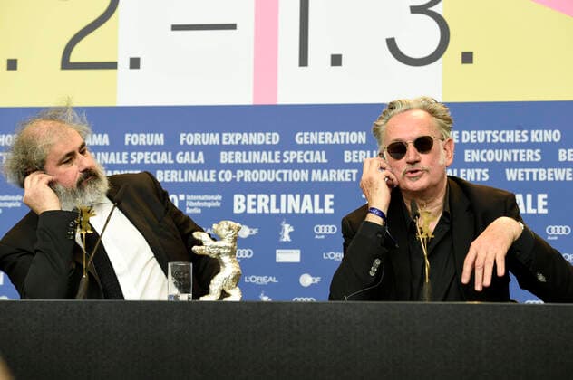Gustave Kervern und Benoit Delepine (Silberner Bär 70. Berlinale Effacer l™historique Delete History ) bei der Pressekonferenz der Preisträger auf der Berlinale 2020 70. Internationale Filmfestspiele Berlin im Hotel Grand Hyatt. Berlin, 29.02.2020