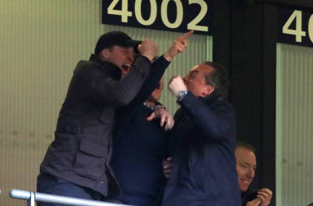 Prince William, Duke of Cambridge, celebrates the Aston Villa goal at the Carabao Cup Final match Aston Villa v Manchester City, at Wembley Stadium, London, UK, on March 1, 2020. **Editorial use only, license required for commercial use. No use in betting, games or a single club league player publications** 