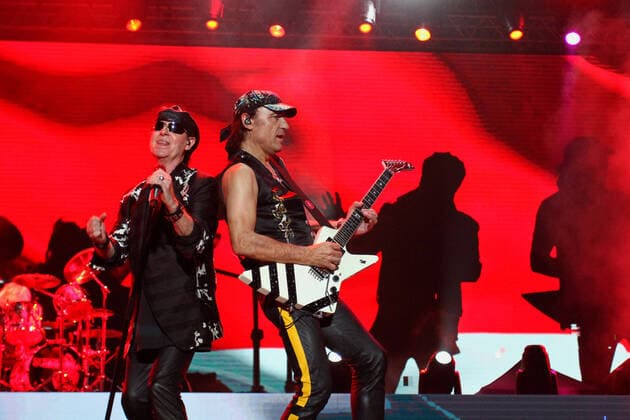 Scorpion Concert at JogjaRockarta Music Festival in Yogyakarta - 01 March 2020. Klaus Meine vokaist (L), Matthias Jabs guitraist (R) of a German rock band, Scorpion performed during the JogjaRockarta Music Festival in Yogyakarta, Indonesia, Sunday, March 1, 2020. Scorpion s performance was almost canceled due to the corona virus (COVID-19) issue that was sweeping Southeast Asia. (Photo by Devi Rahman INA Photo Agency imago images) 