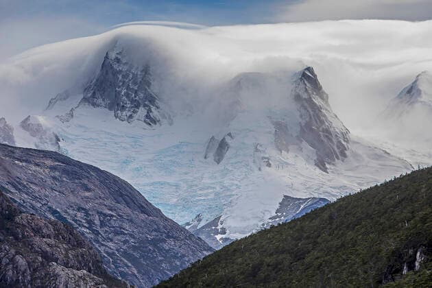 Detail of Cordillera Darwin, from Beagle Channel (northwest branch), PN Alberto de Agostini, Tierra del Fuego, Patagonia, Chile Pia fjord Patagonia Chile Copyright: xLucasxVallecillosx xVWPicsx LVM-Chi.Aus.1363