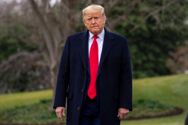 March 2, 2020, Washington, District of Columbia, USA: United States President Donald J. Trump walks out of the White House in Washington, D.C. on Monday, March 2, 2020. President Donald Trump heads to North Carolina for Make America Great Rally. .Credit: Pool via CNP Washington USA - ZUMAs152 20200302_zaa_s152_086 Copyright: xTasosxKatopodisx