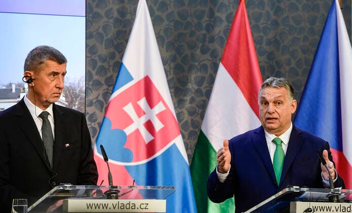 L-R Czech Prime Minister Andrej Babis and Hungarian PM Viktor Orban attend a press conference after the meeting of the Visegrad Four (V4, comprised of Slovakia, Czech Republic, Hungary and Poland) to discuss coronavirus in Europe, situation in Turkey, migration and EU budget framework, on March 4, 2020, in Prague, Czech Republic. (CTKxPhoto RomanxVondrous) CTKPhotoP202003040444901 vnd 7
