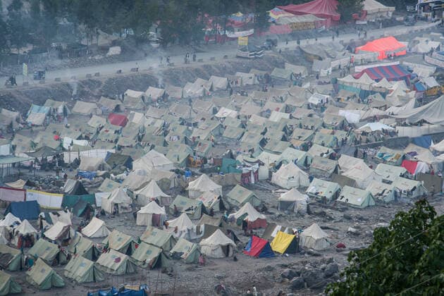 November 13, 2005: On October 8, 2005, a magnitude 7.6 earthquake shook the Balakot Kashmir region. Balakot in the North-West Frontier Province was almost completely destroyed. landslides wiped out large numbers of the regions roads, making many of the damaged areas inaccessible to relief workers in the immediate aftermath. In all, more than 80,000 people died as a result of the quake and an estimated 4 million others were left homeless. 11132005. Balakot Kashmir Pakistan. - ZUMAs252 20051113_znp_s252_007 Copyright: xMarcusxSantosx