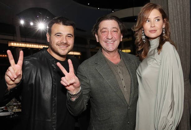 MOSCOW REGION, RUSSIA - MARCH 4, 2020: Singer Emin (L), his wife Alena Gavrilova (R), and singer Grigory Leps (C) at the pre-party event for the ZHARA Music Awards 2020 ceremony at Moscow s Crocus City Hall. Vyacheslav Prokofyev TASS  TS0D0C83