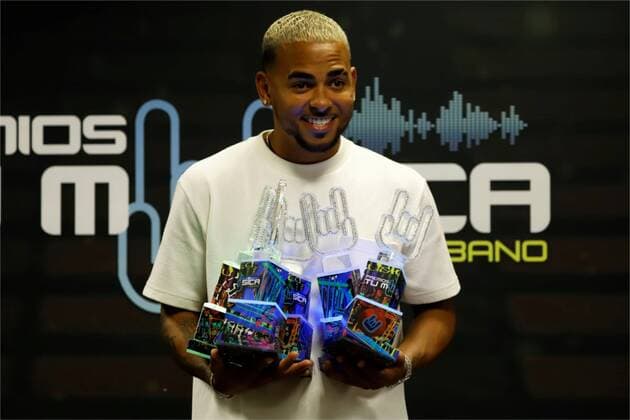 Ozuna addresses the press after winning five awards today Thursday, March 5 during the second edition of the Tu Musica Urbano Awards, at the Jose Miguel Agrelot Coliseum in San Juan Puerto Rico 5 March 2020. Urban Music Awards in San Juan !ACHTUNG: NUR REDAKTIONELLE NUTZUNG!  Copyright: xThaisxLlorcax AME1557 20200306-637190654768315138