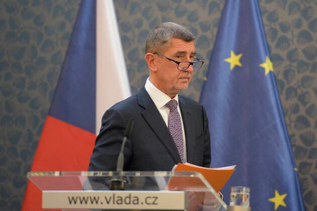Czech Prime Minister Andrej Babis speaks during a press conference after a coordination meeting on coronavirus outbreak, on March 6, 2020, at the Government Office in Prague, Czech Republic. (CTKxPhoto KaterinaxSulova) CTKPhotoP202003060657901 _SUK2058