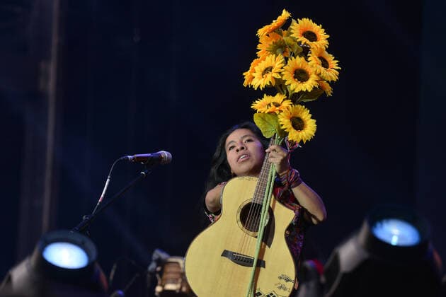 March 7, 2020, Mexico City, Mexico: Chilean singer and activist Sara Curruchich performs live on stage during the Tiempo de Mujeres Music Festival at Zocalo in Mexico City. Mexico City Mexico - ZUMAs197 20200307_zaa_s197_529 Copyright: xCarlosxTischlerx