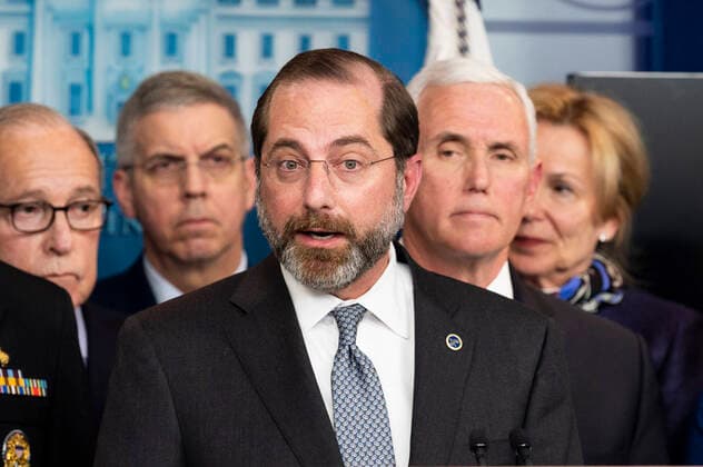March 10, 2020, Washington, DC, United States: March 10, 2020 - Washington, DC, United States: ALEX AZAR, United States Secretary of Health and Human Services, speaking at the Coronavirus Task Force Press Conference press conference. Washington United States - ZUMAb161 20200310_zap_b161_013 Copyright: xMichaelxBrochsteinx