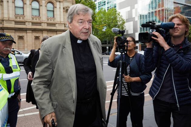 GEORGE PELL FILE, FILE. Cardinal George Pell leaves the Victorian County Court in Melbourne in a file image taken on, Friday, February 22, 2019. Cardinal Pell, once the third most powerful man in the Vatican and Australia?s most senior Catholic, has been found guilty of child sexual abuse after a trial in Melbourne. ( NO ARCHIVING, EDITORIAL USE ONLY, NO USE IN BOOKS WITHOUT CONSENT MELBOURNE VIC AUSTRALIA  Copyright: xERIKxANDERSONx 20190226001387291783