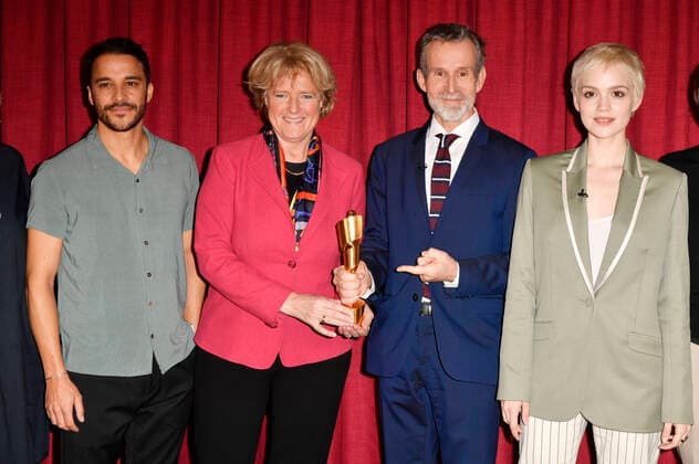 Entertainment Bilder des Tages Kostja Ullmann, Monika Grütters, Ulrich Matthes und Emilia Schüle beim Fototermin bei der Pressekonferenz zur Bekanntgabe der Nominierungen für den Deutschen Filmpreis 2020 im Delphi Filmpalast. Berlin, 11.03.2020