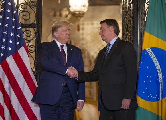 March 13, 2020, USA: President Donald Trump with Brazilian President Jair Bolsonaro at Mar-a-Lago in Palm Beach, Fla., on March 7, 2020. Bolsonaro said he has tested negative for coronavirus. USA - ZUMAm67_ 20200313_zaf_m67_006 Copyright: xAllenxEyestonex