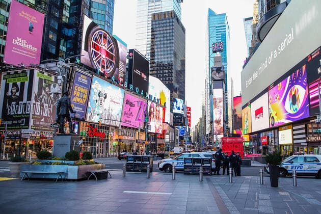 March 16, 2020, New York, NEW YORK, EUA: Movement in Times Square following the announcement of Corona Virus Covid-19 in New York this Monday, 16th. New York EUA - ZUMAc233 47074329st Copyright: xVanessaxCarvalhox