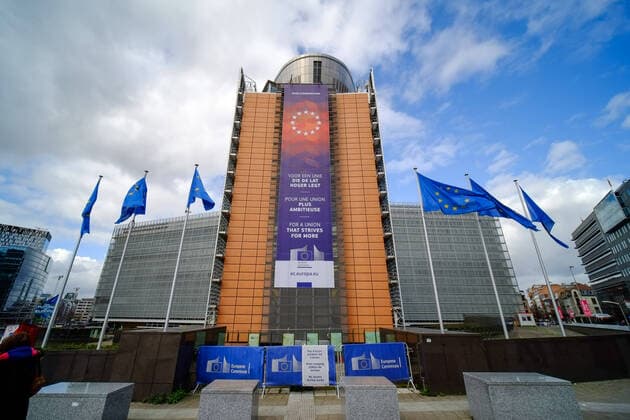 (200316) -- BRUSSELS, March 16, 2020 -- Photo taken on March 13, 2020 shows the European Commission building in Brussels, Belgium. European Commission President Ursula von der Leyen said Monday that she had informed the G7 that she proposed to the heads of state and government to introduce a temporary restriction on non-essential travel to the European Union (EU). ) BELGIUM-BRUSSELS-EU-COVID-19-TRAVEL-TEMPORARY RESTRICTION ZhangxCheng 