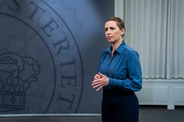 Statsminister Mette Frederiksen (S) holder boerne-pressemoede, hvor hun svarer paa spoergsmaal fra boern om coronavirus og COVID-19 fredag den 20. marts 2020. , Denmark Copyright: MartinxSylvestx COP103 spdk20200320-122423-L