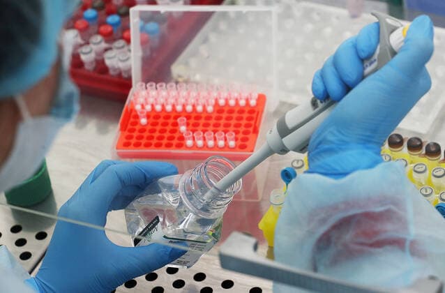 ULYANOVSK, RUSSIA - MARCH 20, 2020: An employee at the TestGene company developing and manufacturing molecular genetics test kits. Yegor Aleyev TASS  TS0D2E26
