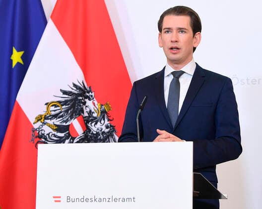 Wien 20.03.2020, Bundeskanzleramt, Wien, AUT, Akutelle Entwicklungen zur Coronaerkrankung in Oesterreich, Pressekonferenz, Aktuelle Massnahmen, im Bild Bundeskanzler Sebastian Kurz (OeVP) Bundeskanzler Sebastian Kurz (OeVP) during a press conference on the subject Current measures, of Austrian Goverment about the Coronavirus Pandemie at the Bundeskanzleramt in Wien, Austria on 2020 03 20.