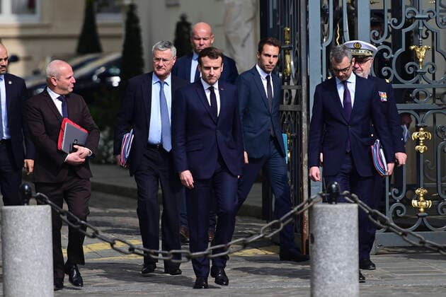 Emmanuel Macron - president de la Republique Alexis Kohler - secretaire general de l Elysee NEWS : Conseil de Defense et de securite Nationale - 20 03 2020 JBAutissier Panoramic 