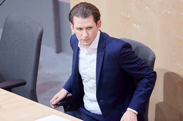 - Wien 20.03.2020 - Parlament Nationalrat Sondersitzung zum Coronavirus - Während der zweiten Sondersitzung innerhalb einer Woche wurden u.a. die im Eiltempo entworfenen Gesetze zur Bekämpfung der Pandemie sowie der wirtschaftlichen Folgen vom österreichischen Parlament beschlossen. Während der Sitzung wurde ein positiver Coronafall unter den Abgeordneten bekannt die Sitzung wurde für eine Stehpräsidiale unterbrochen um danach ganz unterbrochen zu werden für Gespräche in den jeweiligen Parteiklubs. PHOTO: Bundeskanzler Sebastian Kurz (ÖVP) während der Sitzung. Vienna (AUSTRIA) - Parliament National Council special session on the corona virus - During the second special session within a week, the laws drafted to combat the pandemic and the economic consequences, which were drafted in a very short time, were passed by the Austrian 