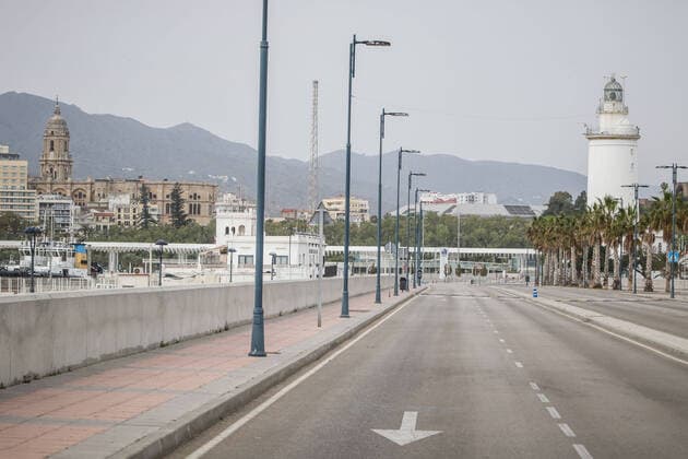 March 20, 2020: March 20, 2020 (Malaga) Streets, squares, monuments, port, deserted roads throughout the city of Malaga with the Coronavirus State alarm. - ZUMAc161 20200320_zap_c161_052 Copyright: xLorenzoxCarnerox