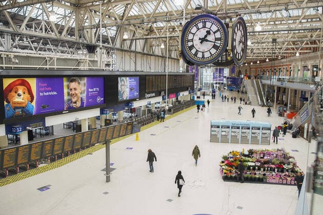 (200321) -- LONDON, March 21, 2020 (Xinhua) -- Photo taken on March 20, 2020 shows the Waterloo Station, one of London s busiest train stations, in London, Britain. Cafes, bars, pubs and restaurants must close from Friday night across Britain in a bid to contain the spread of COVID-19 outbreak, Prime Minister Boris Johnson said Friday. As of 9 a.m. local time (0900 GMT) Friday, the number of confirmed COVID-19 cases in Britain reached 3,983, according to the Department of Health and Social Care. As of 1 p.m. (1300 GMT), 177 patients tested positive for coronavirus have died. (Photo by Joe Newman Xinhua) BRITAIN-LONDON-COVID-19 CASES