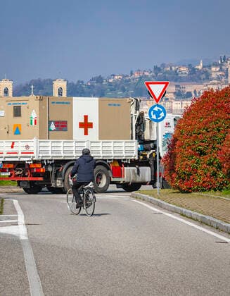Bergamo Coronavirus - setting up of the hospital in Campo dell ANA (national alpine association) in the Fair area; (Foto & xa9;Sergio Agazzi Fotogramma, Bergamo - 2020-03-21) p.s. la foto e utilizzabile nel rispetto del contesto in cui e stata scattata, e senza intento diffamatorio del decoro delle persone rappresentate  Copyright: xFotox& xa9;SergioxAgazzix xFOTOGRAMMAx