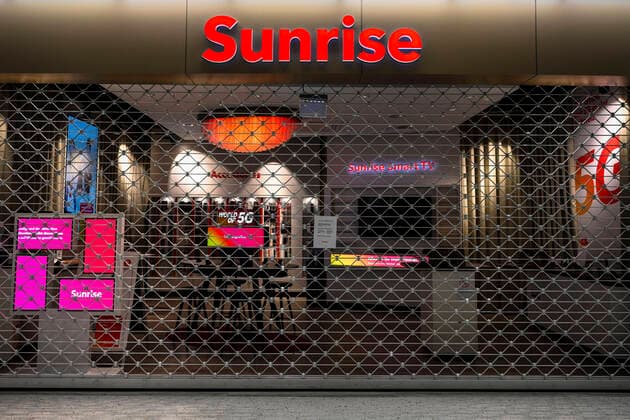 Geschlossener Sunrise Shop, Sursee, Schweiz, 21.03.2020