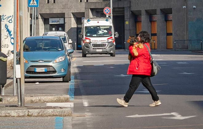 Bergamo Coronavirus - generic images; pictured ambulance (Foto & xa9;Sergio Agazzi Fotogramma, Bergamo - 2020-03-21) p.s. la foto e utilizzabile nel rispetto del contesto in cui e stata scattata, e senza intento diffamatorio del decoro delle persone rappresentate  Copyright: xFotox& xa9;SergioxAgazzix xFOTOGRAMMAx