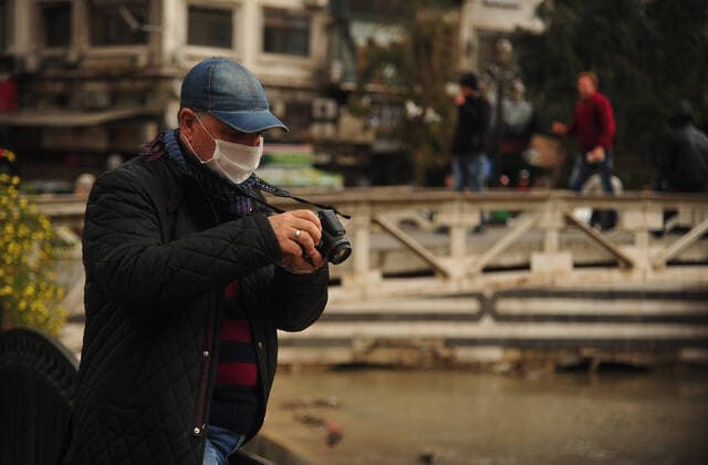 March 21, 2020, Damascus, Damascus, Syrian Arab Republic: Syrian workers disinfect the old market, as a preventive measure amid fears of the spread of the coronavirus, in Damascus, Syria, on March 21, 2020. Even though no cases of coronavirus Covid-19 have yet been reported in the city, some people prefer to take precautionary measures Damascus Syrian Arab Republic - ZUMAap3_ 20200321_zaf_ap3_076 Copyright: xOmarxEstwanix