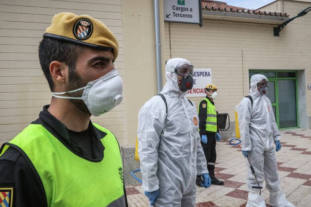 March 21, 2020: 21 March 2020 (Malaga) La Ume ,a Spanish military unit is in the midst of disinfecting hospitals. Today the Regional University Hospital of Malaga. - ZUMAc161 20200321_zap_c161_026 Copyright: xLorenzoxCarnerox
