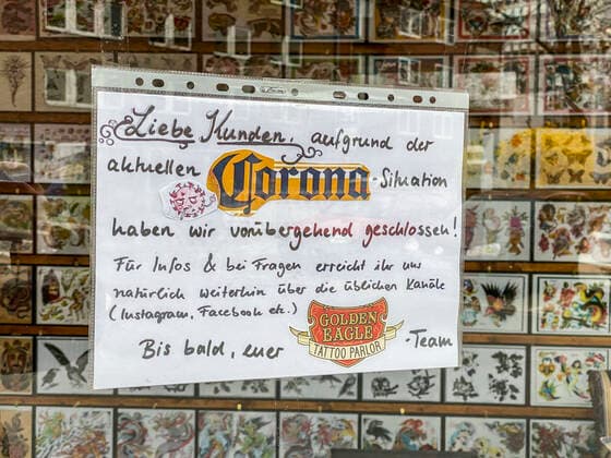 Auswirkungen der Coronavirus Pandemie in Deutschland, Essen, geschlossensTattoo Studio, Corona Pandemie