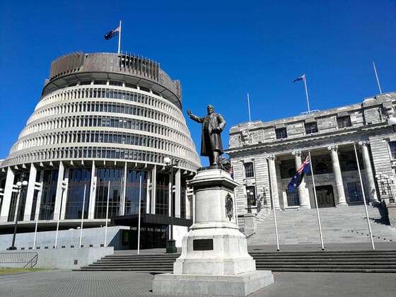 (200322) -- WELLINGTON, March 22, 2020 -- Photo taken on March 22, 2020 shows the empty square of the parliament building in Wellington, New Zealand. New Zealand reported 14 new cases of COVID-19 on Sunday, bringing the total number of confirmed cases to 66. The country is at COVID-19 alert level two. ) NEW ZEALAND-WELLINGTON-ALERT SYSTEM-LEVEL TWO GuoxLei 