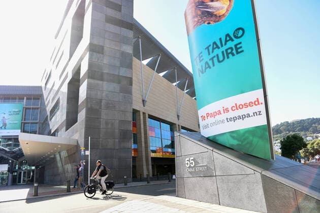(200322) -- WELLINGTON, March 22, 2020 -- Museum of New Zealand Te Papa is closed in Wellington, New Zealand, March 22, 2020. New Zealand reported 14 new cases of COVID-19 on Sunday, bringing the total number of confirmed cases to 66. The country is at COVID-19 alert level two. ) NEW ZEALAND-WELLINGTON-ALERT SYSTEM-LEVEL TWO GuoxLei 
