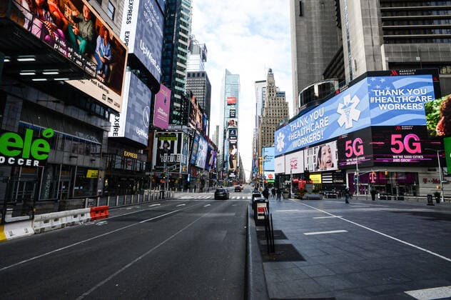 March 22, 2020, New York Manhattan, USA: Empty streets of NYC Time Square. 03 223 20. New York Manhattan Time Square . . New York Manhattan USA - ZUMAs252 20200322_znp_s252_005 Copyright: xMarcusxSantosx