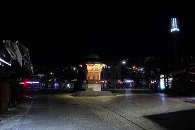 Coronavirus - Curfew in Bosnia and Herzegovina 22.03.2020., Sarajevo, Bosnia and HerHerzegovina - The Bosnian government has declared a mandatory night curfew from 18:00 to 05:00, with residents of age 65 and above permanently banned from leaving their homes. ArminxDurgut PIXSELL