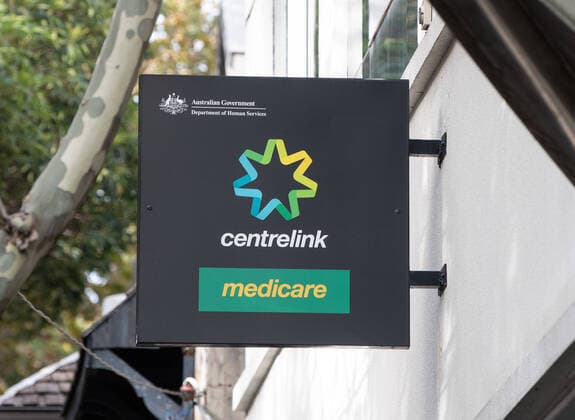 CENTRELINK QUEUES SYDNEY, A Centrelink sign is seen in Sydney, Monday, March 23, 2020. The federal government has announced two separate economic stimulus packages, including increased access to Centrelink payments designed to help support the Australian economy through the COVID-19 pandemic. ( NO ARCHIVING, EDITORIAL USE ONLY, NO USE IN BOOKS WITHOUT CONSENT SYDNEY NSW AUSTRALIA  Copyright: xJAMESxGOURLEYx 20200323001458839741