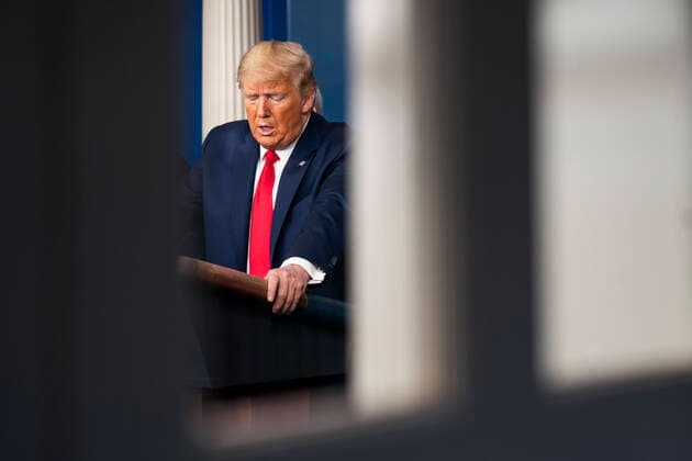 March 22, 2020, Washington, District of Columbia, USA: US President Donald J. Trump delivers remarks on the pandemic in the press briefing room of the White House in Washington, DC, USA, 22 March 2020. Efforts to contain the coronavirus COVID-19 pandemic have caused travel disruptions, sporting event cancellations, runs on cleaning supplies and food and other inconveniences Washington USA - ZUMAs152 20200322_zaa_s152_028 Copyright: xJimxLoscalzox