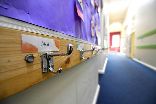 COVID19 VIC SCHOOL CLOSURES, A student s bag hook is seen at a Primary School in Melbourne s inner north, Monday, March 23, 2020. Victorian Premier Daniel Andrews has brought forward school holidays as a measure to slow the rapid spreading Covid-19 virus throughout the state. ( NO ARCHIVING, EDITORIAL USE ONLY, NO USE IN BOOKS WITHOUT CONSENT MELBOURNE VIC AUSTRALIA  Copyright: xJAMESxROSSx 20200323001458879174