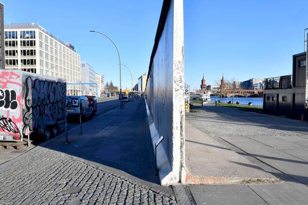An der East Side Gallery. Die Berliner folgen den Empfehlungen und Maßnahmen der Bundesregierung zur Bekämpfung der Corona-Epidemie. Berlin, 22.03.2020