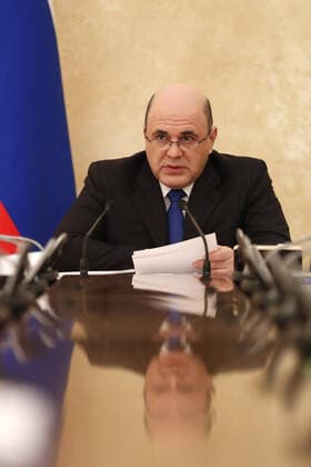 MOSCOW, RUSSIA - MARCH 23, 2020: Russia s Prime Minister Mikhail Mishustin during a meeting with his deputies at the House of the Russian Government. Dmitry Astakhov POOL TASS  TS0D3129
