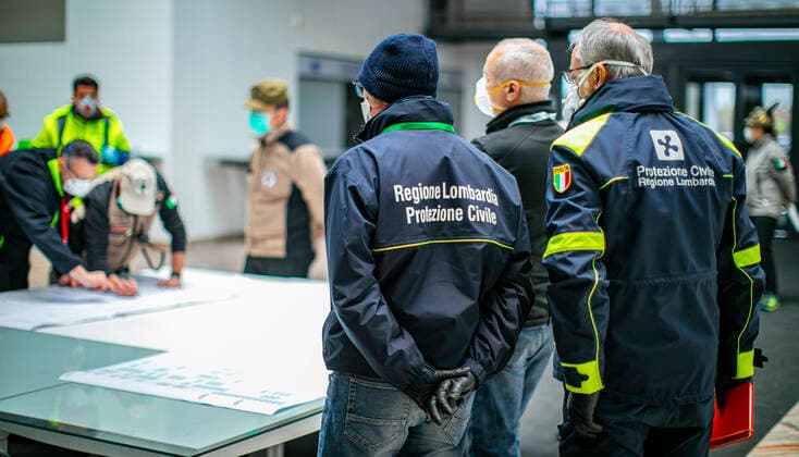 Bergamo Coronavirus - the operating room and the set-up works of the hospital of Campo dell ANA (national alpine association) in the Fair area; Editorial Usage Only  Copyright: xFotox& xa9;SergioxAgazzix xIPAx