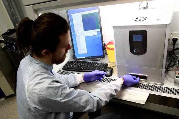 MOSCOW, RUSSIA - MARCH 23, 2020: Detecting COVID-19 coronavirus antibodies using a polymerase chain reaction (PCR) kit for COVID-19 coronavirus testing at the Federal Research and Clinical Center of Physical-Chemical Medicine of the Federal Medical and Biological Agency (FMBA). Sergei Fadeichev TASS  TS0D322F