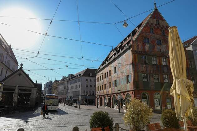 Moritzplatz, Weberhaus, Corona, Augsburg, Ausgangsbeschraenkung, 23.03.2020 Augsburg Bayern Deutschland