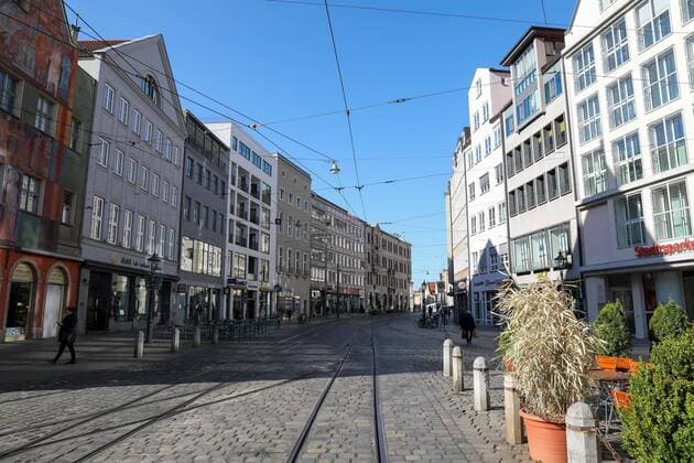 Moritzplatz, Corona, Augsburg, Ausgangsbeschraenkung, 23.03.2020 Augsburg Bayern Deutschland