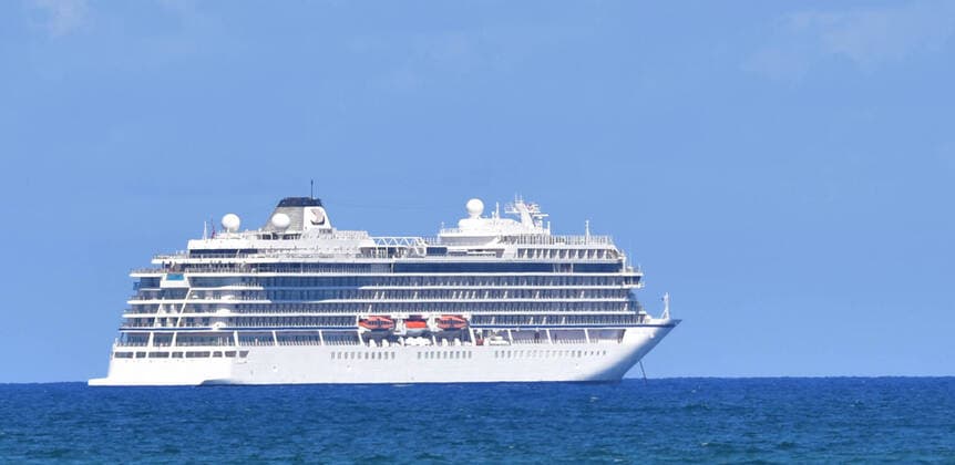 March 23, 2020, Fort Lauderdale, Florida, United States Of America: FORT LAUDERDALE, FL - MARCH 23: COVID-19 Port of Everglades in Fort Lauderdale has an Erie-ly Calm to it as gas truck pulls in and a Viking Cruise line which seems empty sits anchored offshore perhaps for future us as a floating hospital after Florida Gov. Ron DeSantis orders all entertainment venues, restaurants, and beaches to close in Broward and Palm Beach Counties in an effort to slow the spread of the Coronavirus on March 23, 2020 in Fort Lauderdale, Florida..People: Port Everglades Fort Lauderdale United States Of America - ZUMAn287 20200323_zaa_n287_007 Copyright: xSMGx
