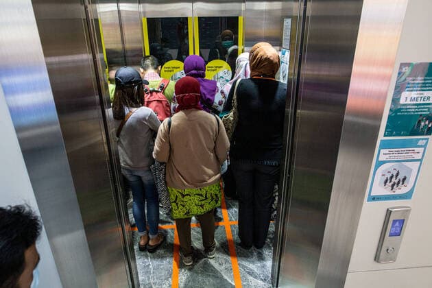 March 23, 2020, Jakarta, Jakarta, Indonesia: Jakarta, Indonesia, 23 March 2020 : Social Distancing sign were applied at MRT Station and Train in Jakarta To Prevent Corona Virus Spreading. Number of Corona Virus in Indonesia increase significantly. Jakarta Indonesia - ZUMAh128 20200323_zap_h128_002 Copyright: xDonalxHusnix