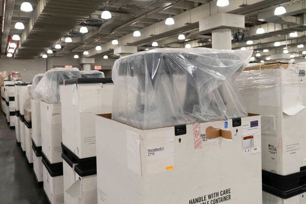 March 23, 2020, New York, United States: Medical equipment are seen inside the Jacob Javits Center at the Jacob K. Javits Convention Center in New York City. .The Javits Convention Center is being turned into a hospital to help fight coronavirus cases as part of New York state request for assistance to the federal government for four field hospital sites and aid from the U.S. Army Corps of Engineers. New York has been one of the hardest hit states in the nation with over 10,000 cases of COVID-19. New York United States - ZUMAs197 20200323_zaa_s197_104 Copyright: xRonxAdarx