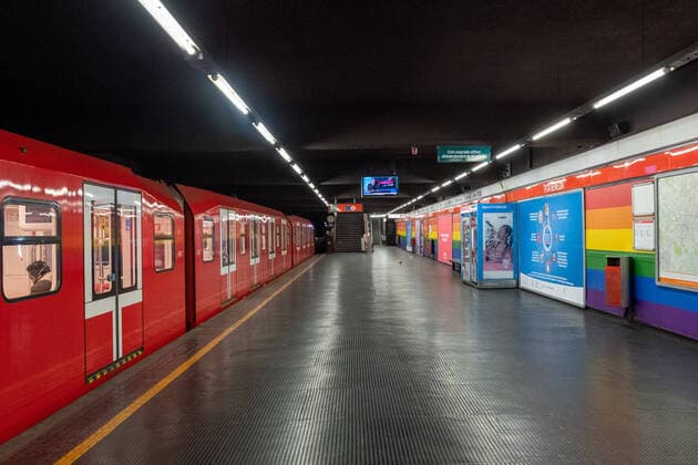 Milan, Coronavirus Covid 19 emergency, subway deserted at rush hour following the new regional provisions that tighten quarantine measures. (Massimo Alberico Fotogramma, Milan - 2020-03-24) p.s. la foto e utilizzabile nel rispetto del contesto in cui e stata scattata, e senza intento diffamatorio del decoro delle persone rappresentate  Copyright: xMassimoxAlbericox xFOTOGRAMMAx